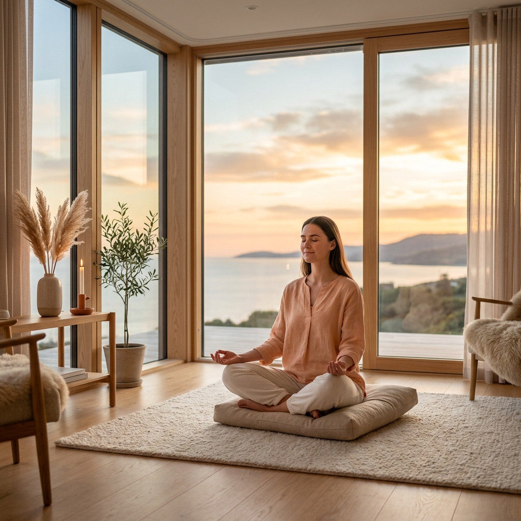 MindCalm guided meditation App interface on iOS and Android